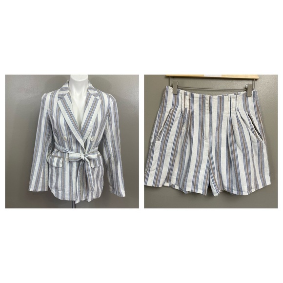 A Loves A women’s size 4 linen shorts size small blazer stripes lined beach suit - Picture 1 of 16